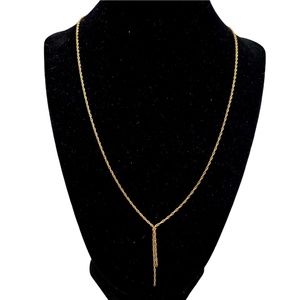 VINTAGE GOLD TONE DAINTY ROPE LARIAT NECKLACE